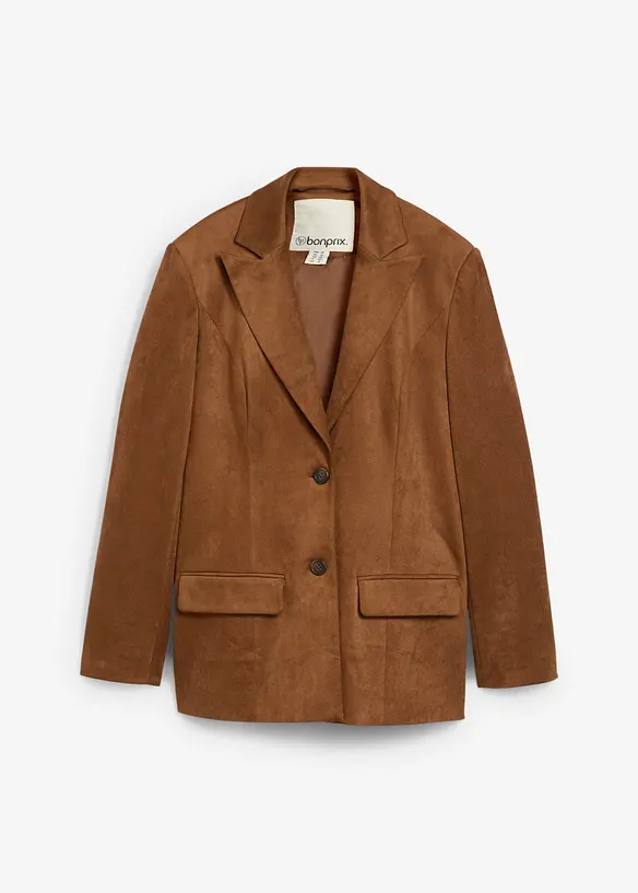Blazer in Velourslederimitat in braun von vorne - bonprix