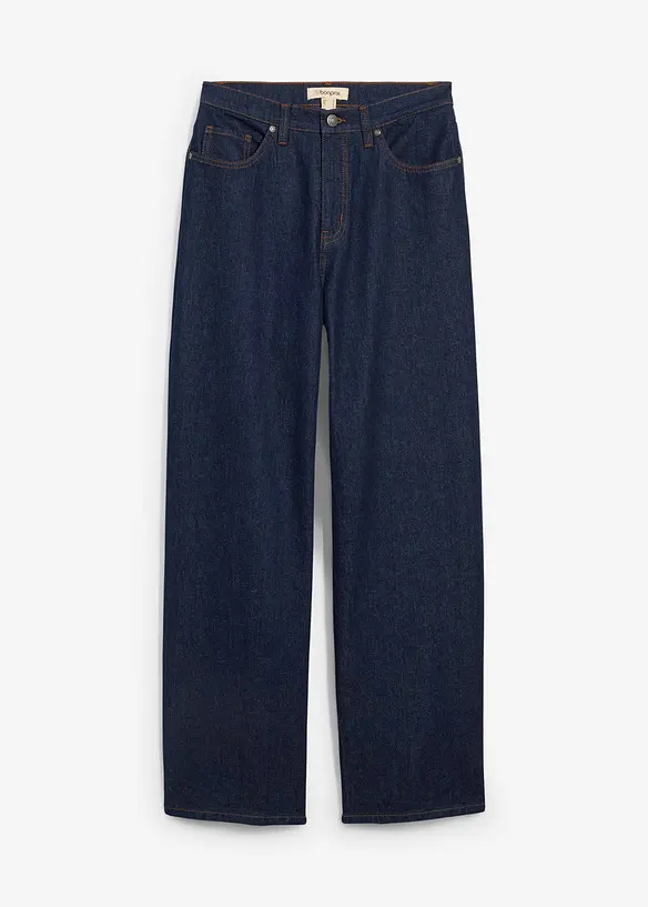 Wide-Leg-Jeans High Waist in blau von vorne - bonprix