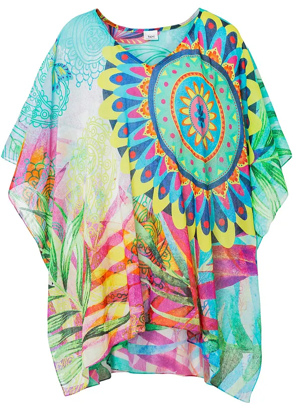 Poncho aus luftiger Viskose in blau von vorne - bonprix