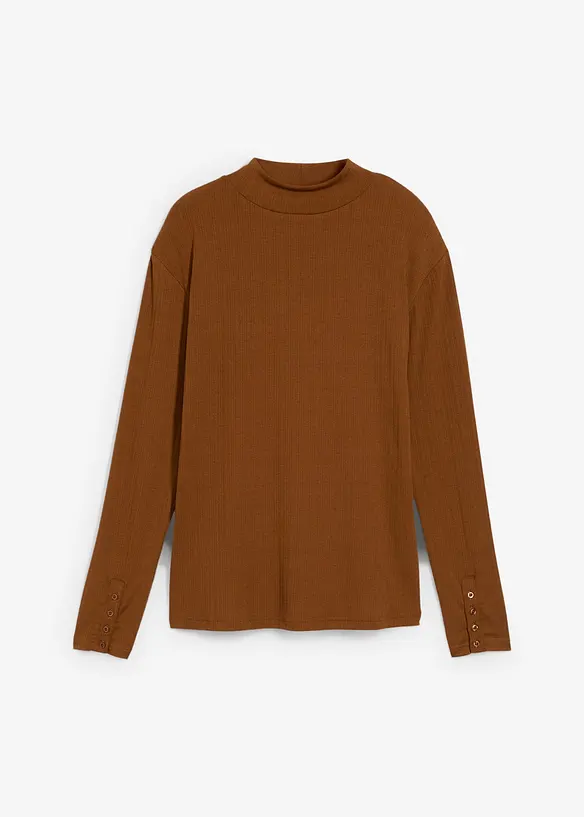 Geripptes Langarmshirt in braun von vorne - bonprix Geripptes Langarmshirt in braun von vorne - bonprix