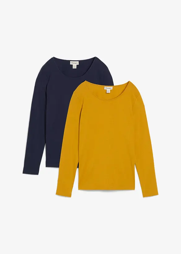 Langarmshirt (2er Pack) in blau von vorne - bonprix Langarmshirt (2er Pack) in blau von vorne - bonprix