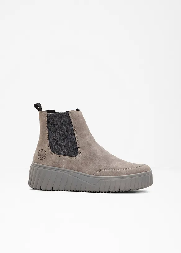 Gefütterte Rieker Komfort-Boots in grau von vorne - Rieker