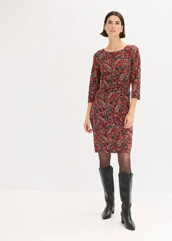 Shirtkleid mit Paisley-Druck in schwarz von vorne (Totalaufnahme) - bonprix