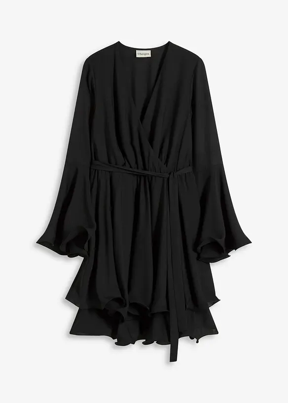 Tunika-Kleid mit V-Ausschnitt in schwarz von vorne - bonprix