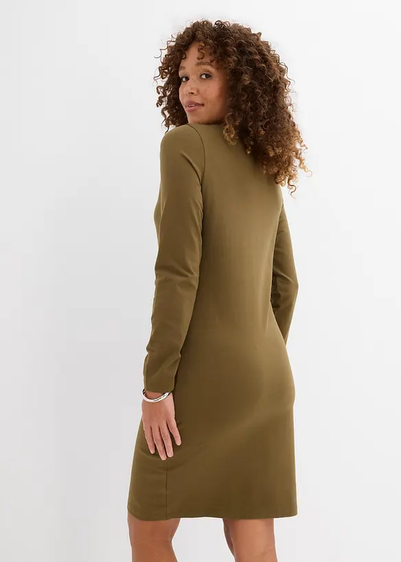 Jerseykleid aus Baumwolle mit Stretch (2er Pack) in grün von hinten (Totalaufnahme) - bonprix