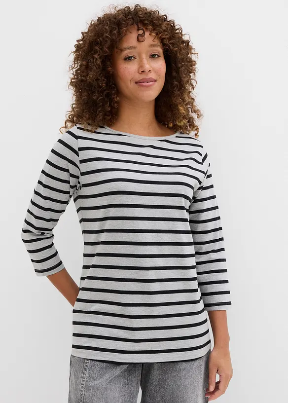 Langarmshirt mit reiner Bio-Baumwolle in grau von vorne (im Anschnitt) - bonprix Langarmshirt mit reiner Bio-Baumwolle in grau von vorne (im Anschnitt) - bonprix
