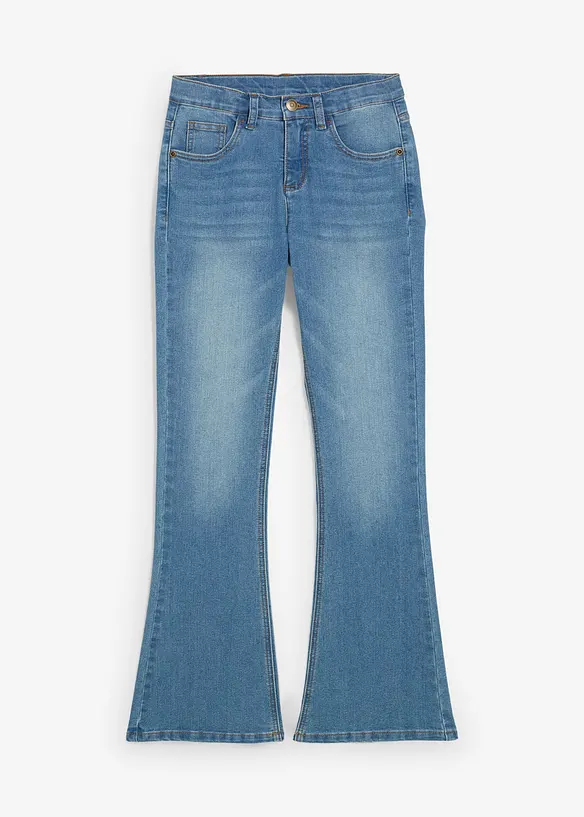 Flared-Jeans Mid Waist in blau von vorne - bonprix