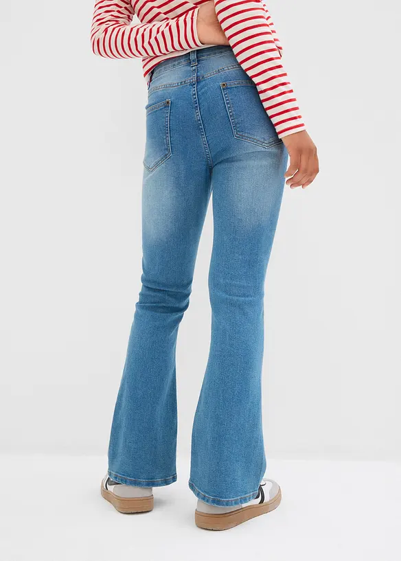 Flared-Jeans Mid Waist in blau von hinten - bonprix