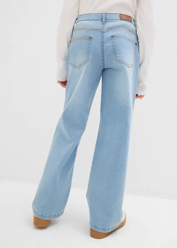 Wide-Leg-Jeans Mid Waist in blau von hinten - bonprix