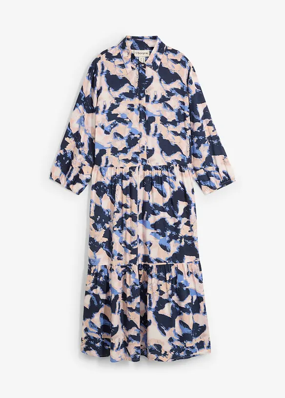 Tunika-Kleid aus fließender Viskose in blau von vorne - bonprix Tunika-Kleid aus fließender Viskose in blau von vorne - bonprix