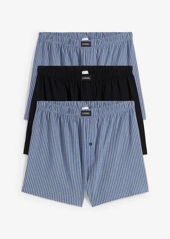 Lockere Jersey Boxershorts aus Baumwolle (3er Pack) in blau - bonprix