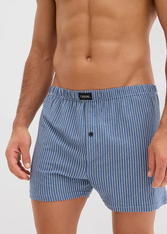 Lockere Jersey Boxershorts aus Baumwolle (3er Pack) in blau von vorne - bonprix