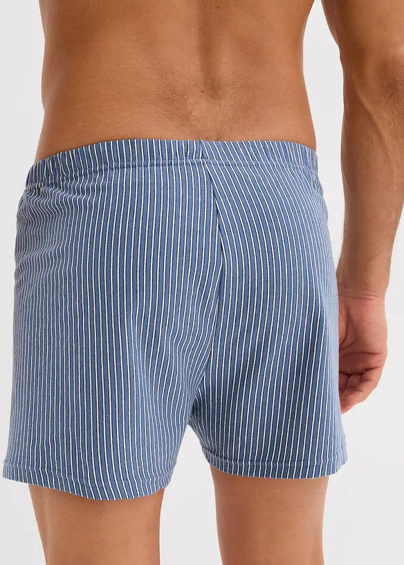 Lockere Jersey Boxershorts aus Baumwolle (3er Pack) in blau von hinten - bonprix