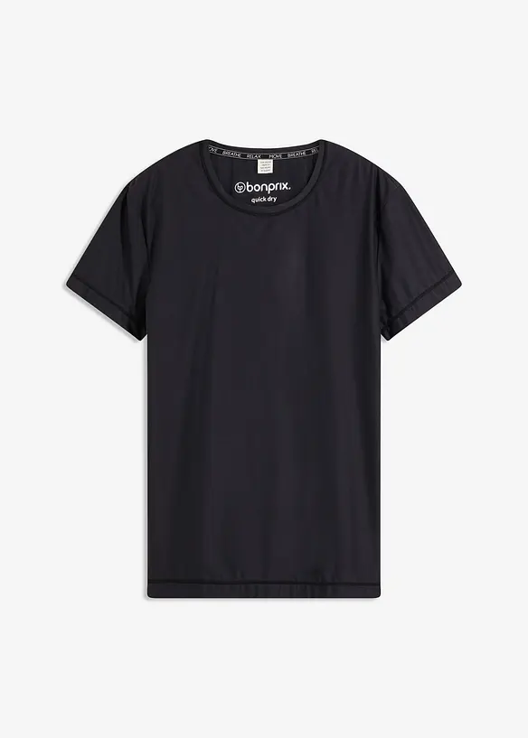 Ultrasoftes Sport-Shirt, schnelltrocknend in schwarz von vorne - bonprix