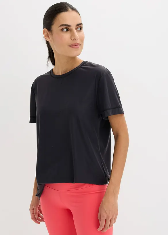 Ultrasoftes Sport-Shirt, schnelltrocknend in schwarz von vorne (im Anschnitt) - bonprix