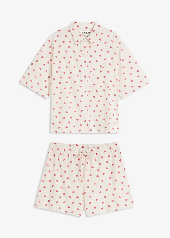 Oversized Shorty aus Flammgarn in weiß von vorne - bonprix