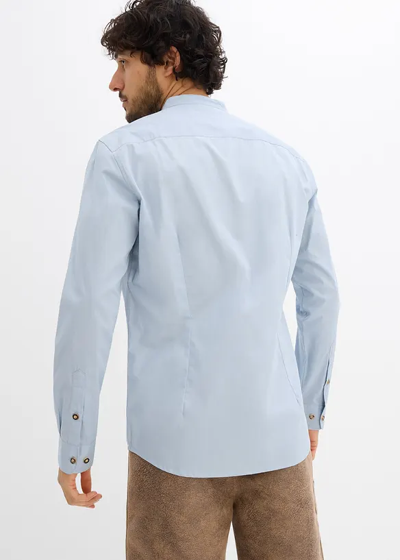 Trachtenhemd aus Baumwoll-Popeline in Regular Fit in grau von hinten (im Anschnitt) - bonprix