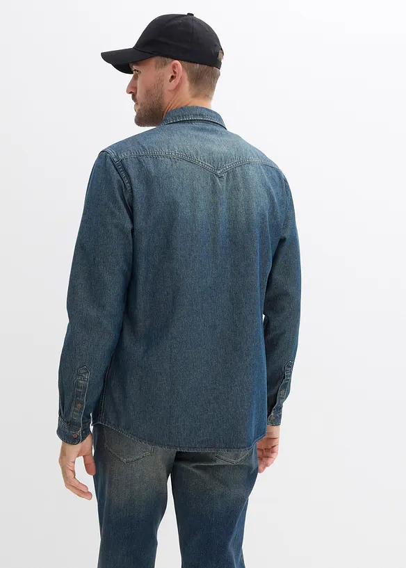 Jeanshemd, Langarm aus reiner Bio-Baumwolle in blau von hinten (im Anschnitt) - bonprix