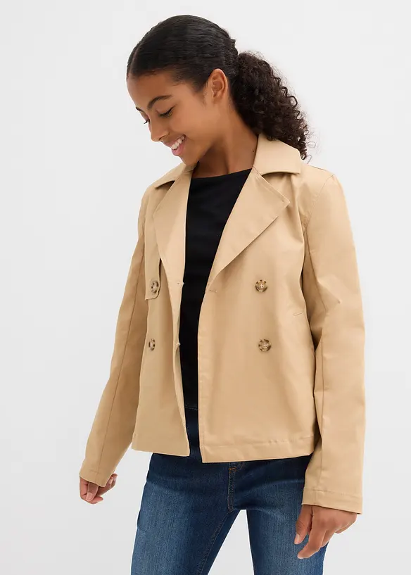 Trenchjacke in beige von vorne (im Anschnitt) - bonprix