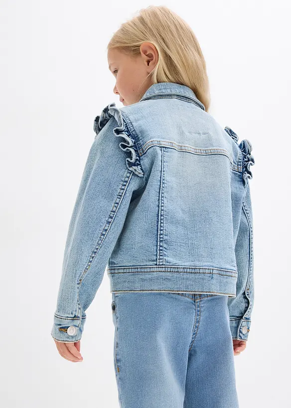 Jeansjacke aus elastischem Bio-Baumwoll-Mix in blau von hinten (im Anschnitt) - bonprix