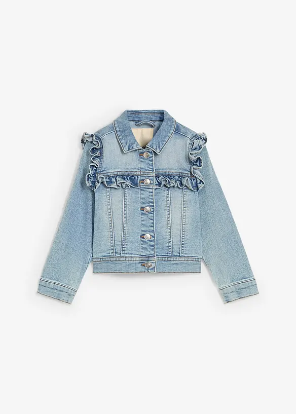 Jeansjacke aus elastischem Bio-Baumwoll-Mix in blau von vorne - bonprix