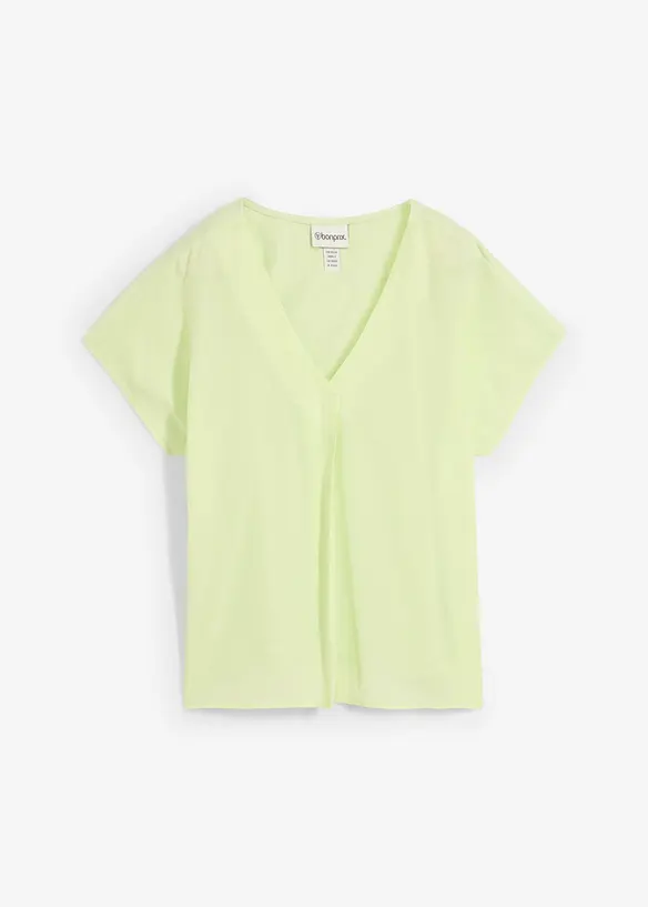 Shirt mit Seidenanteil und Webeinsatz in grün von vorne - bonprix