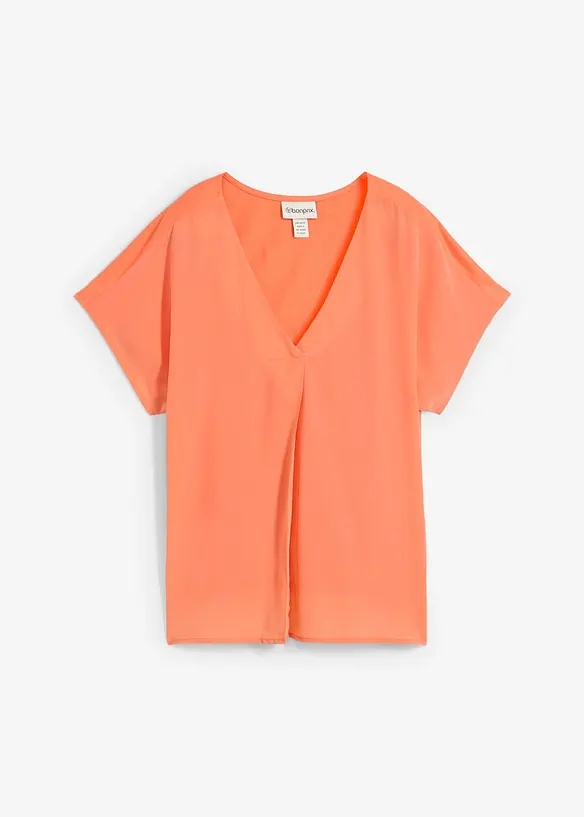 Shirt mit Seidenanteil und Webeinsatz in orange von vorne - bonprix