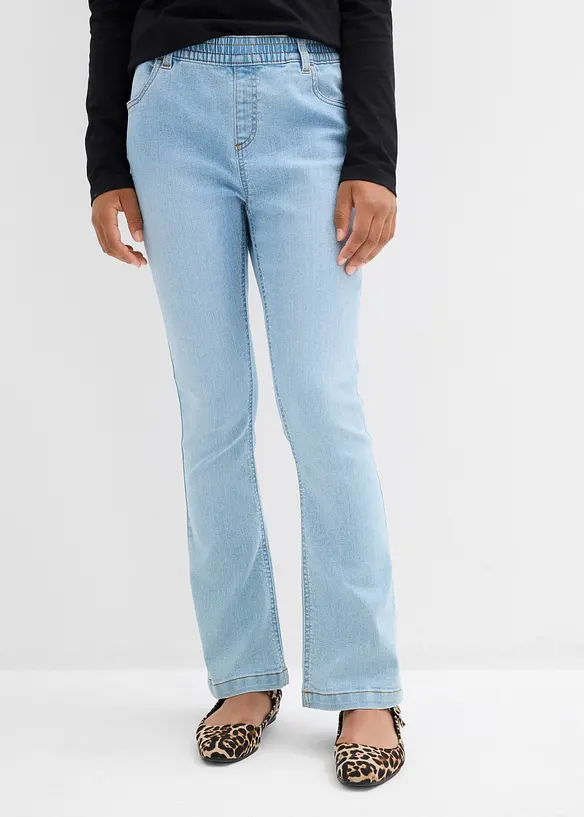Schlupfjeans Mid Waist (2er Pack) in blau von vorne - bonprix