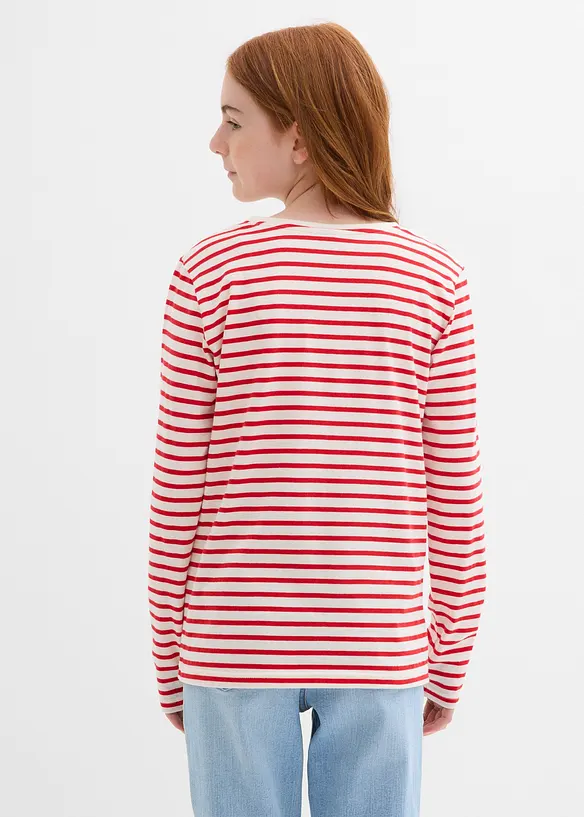 Langarmshirt aus reiner Bio-Baumwolle (3er Pack) in rot von hinten (im Anschnitt) - bonprix