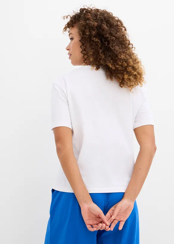 Bedrucktes T-Shirt aus reiner Baumwolle in weiß von hinten (im Anschnitt) - bonprix Bedrucktes T-Shirt aus reiner Baumwolle in weiß von hinten (im Anschnitt) - bonprix