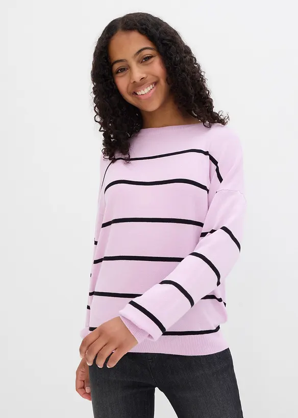 Feinstrickpullover aus softem Viskose-Mix in lila von vorne (im Anschnitt) - bonprix