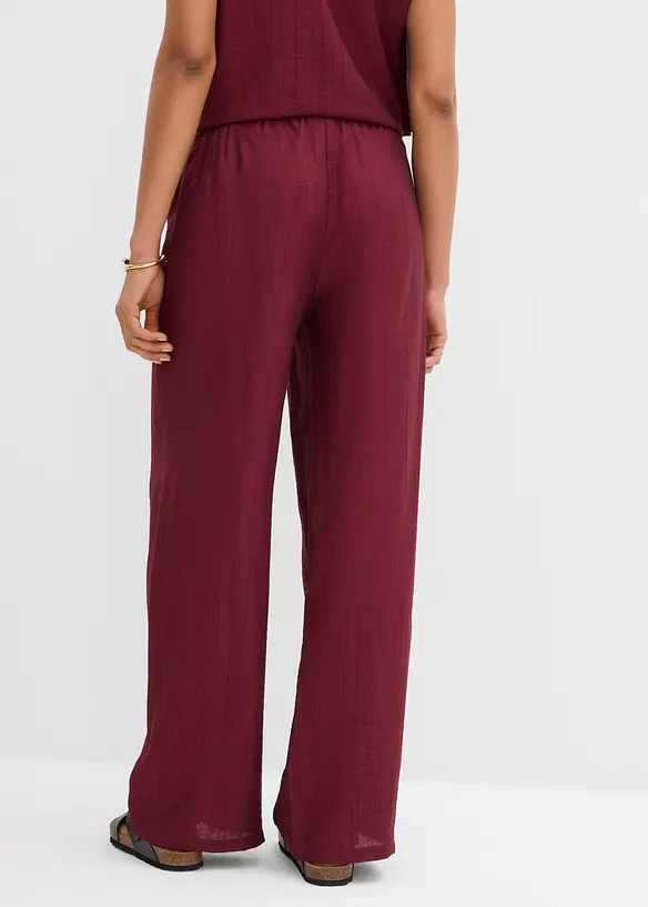 Schlupfhose aus strukturiertem Viskose-Mix in rot von hinten - bonprix