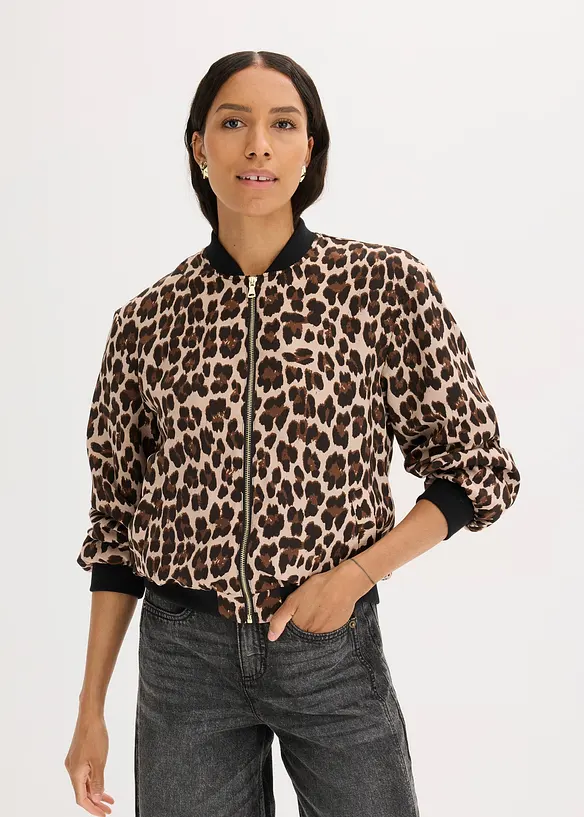 Blouson aus fließendem Satin in braun von vorne (im Anschnitt) - bonprix