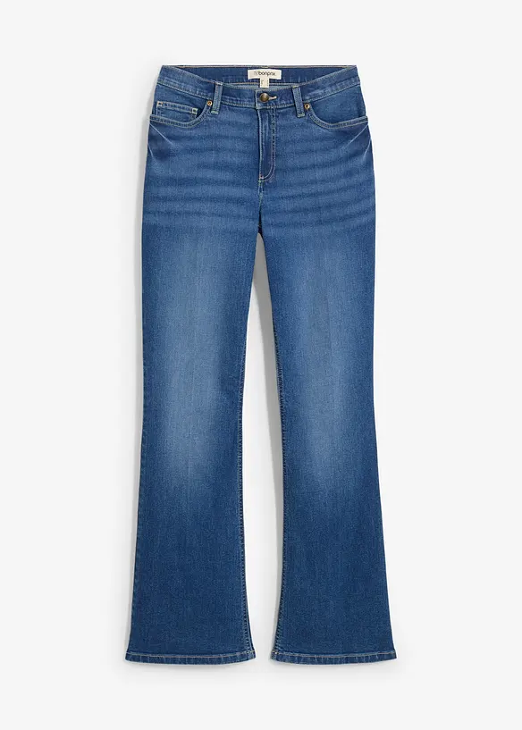Flared-Jeans Mid Waist in blau von vorne - bonprix