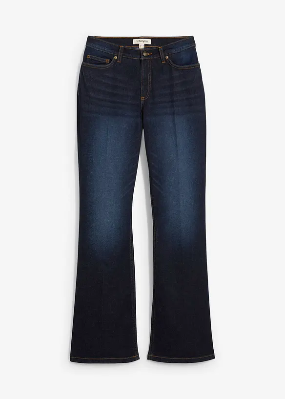 Flared-Jeans Mid Waist in blau von vorne - bonprix
