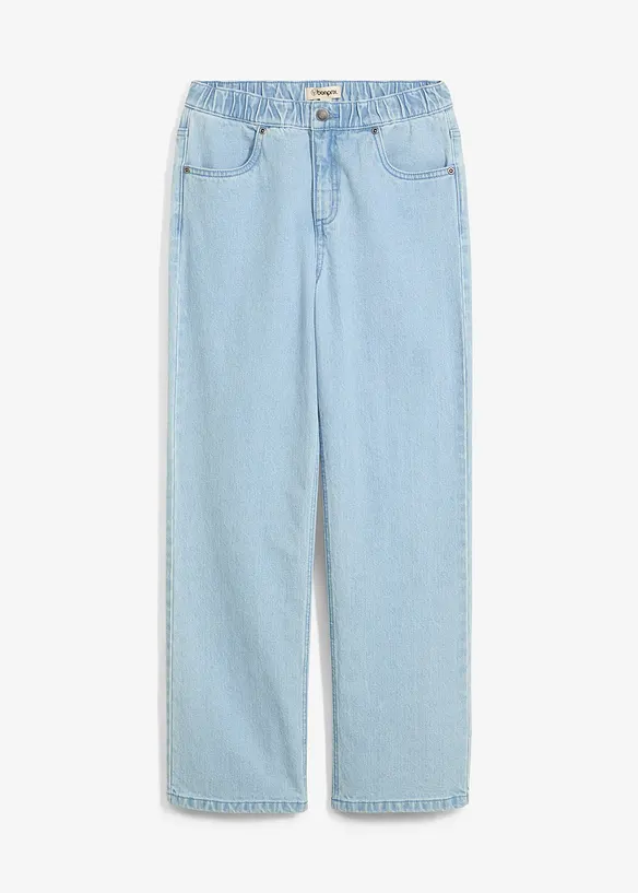 Loose Fit Schlupfjeans mit Bequembund, Straight in blau von vorne - bonprix