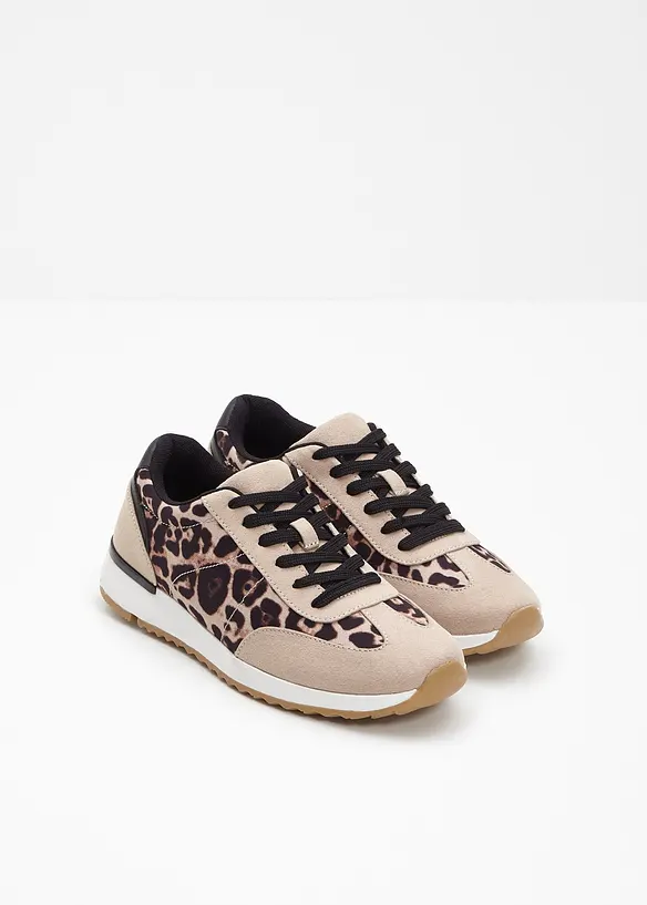 Sneaker mit Animal-Details in beige - bonprix