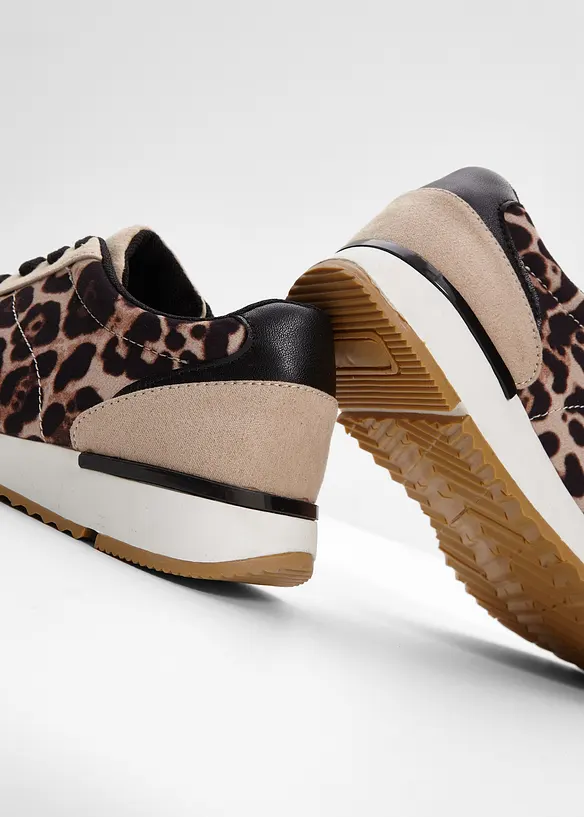 Sneaker mit Animal-Details in beige - bonprix