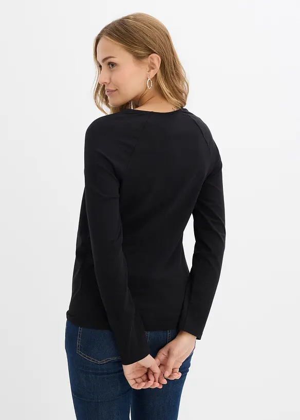 2-in-1 Umstands- und Stillshirt aus Baumwolle in schwarz von hinten (im Anschnitt) - bonprix