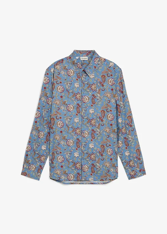 Business-Hemd aus Baumwolle in Slim Fit in blau von vorne - bonprix