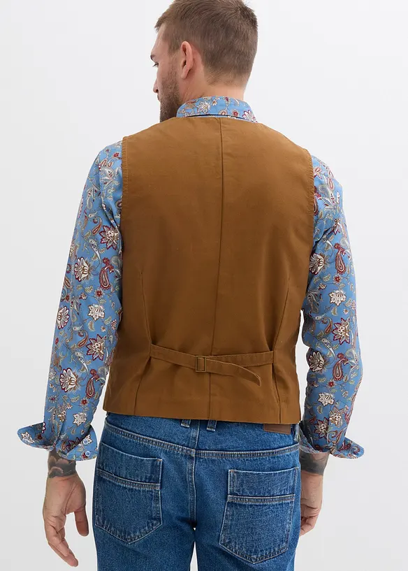 Weste aus Baumwollcanvas in braun von hinten (im Anschnitt) - bonprix