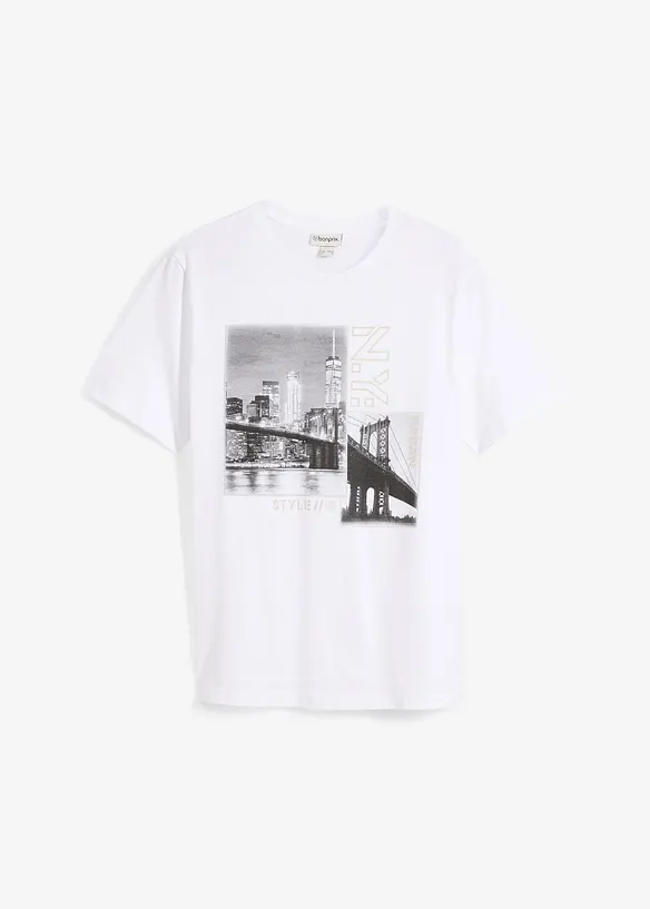 T-Shirt aus reiner Bio-Baumwolle in weiß von vorne - bonprix
