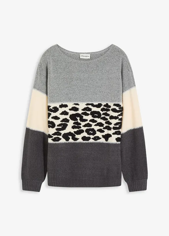 Oversize-Pullover in grau von vorne - bonprix