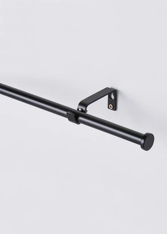 Gardinenstange mit Endstück Scheibe in schwarz von vorne - bonprix