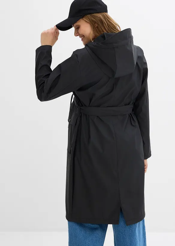 3-in-1 wind- und wasserdichter Umstands- und Tragemantel mit zwei Einsätzen in schwarz von hinten (Totalaufnahme) - bonprix