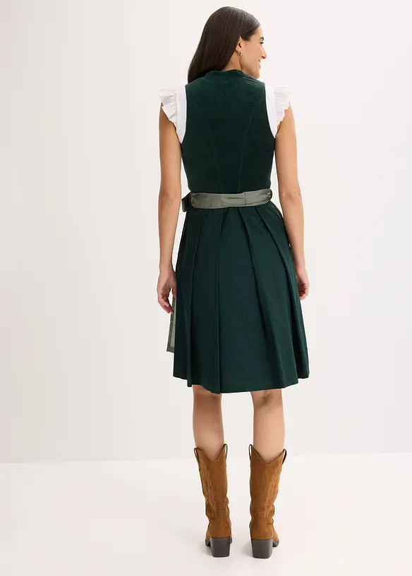 Dirndl mit Samt-Mieder und Satin-Schürze (2-tlg.Set) in grün von hinten (Totalaufnahme) - bonprix