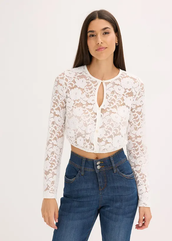 Dirndlbluse in weiß von vorne (im Anschnitt) - bonprix