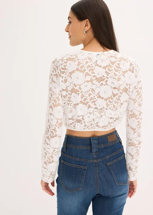 Dirndlbluse in weiß von hinten (im Anschnitt) - bonprix