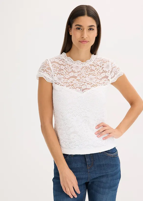 Dirndlbluse in weiß von vorne (im Anschnitt) - bonprix