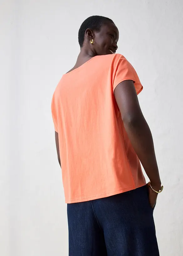 Shirt mit Seidenanteil und Webeinsatz in orange von hinten (im Anschnitt) - bonprix